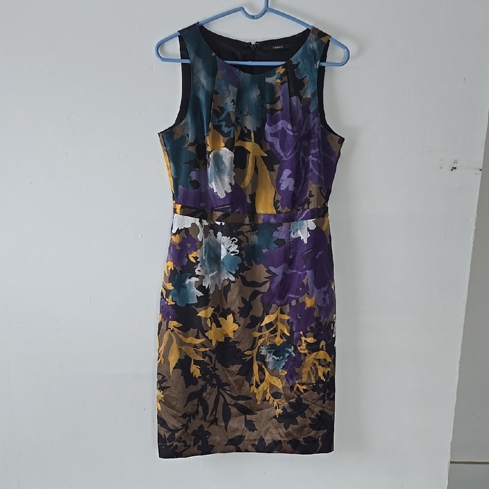 Blue and Purple Sleeveless Sheath Midi Dress
